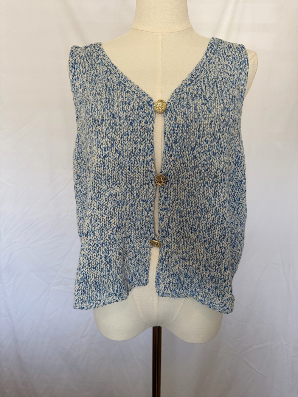 Altar’d State Textured Knit Button-Front Tank Top - Light Blue - Picture 2 of 4